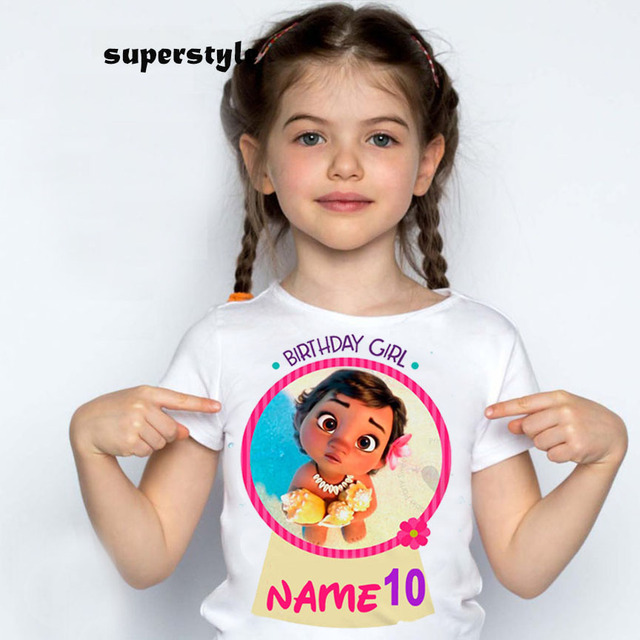T-shirt dziecięcy Moana z personalizowanym numerem 1-10 na urodziny – dziewczęca koszulka z krótkim rękawem CC474 - Wianko - 5