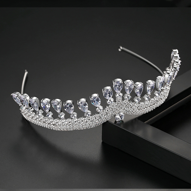LUOTEEMI Luksusowa ślubna tiara kryształowa - korona księżniczka, królowa, korowód, biżuteryjna opaska na głowę - Wianko - 8