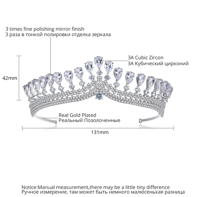 LUOTEEMI Luksusowa ślubna tiara kryształowa - korona księżniczka, królowa, korowód, biżuteryjna opaska na głowę - Wianko - 11