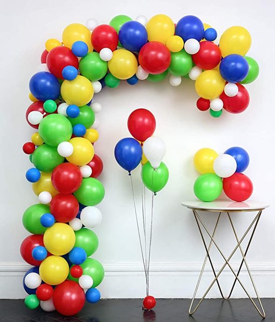 Partia 123 ciemnoniebieskich, zielonych, żółtych i czerwonych balonów cyrkowych Garland z łukiem – ideał na Baby Shower i urodziny dla dzieci - Wianko - 2