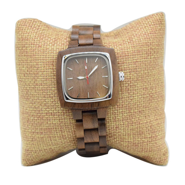 Luksusowy zegarek na rękę dla mężczyzn i kobiet 2021, drewniana bransoletka, kwadratowa tarcza, casual, sportowy - Wianko - 2