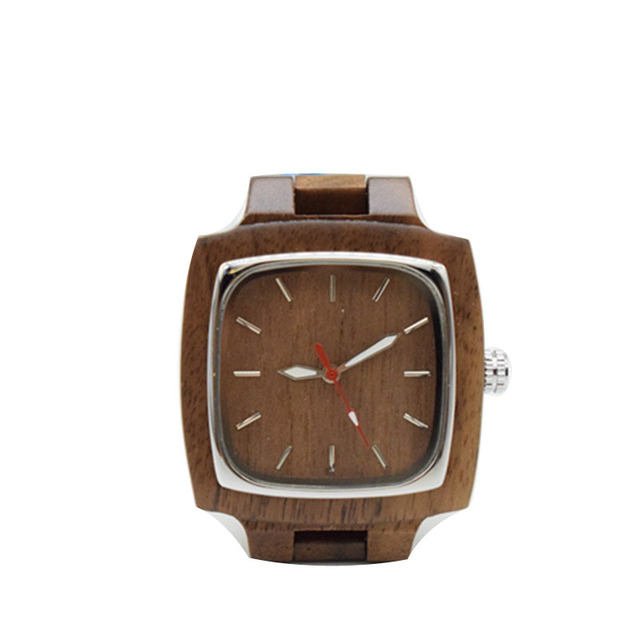Luksusowy zegarek na rękę dla mężczyzn i kobiet 2021, drewniana bransoletka, kwadratowa tarcza, casual, sportowy - Wianko - 5