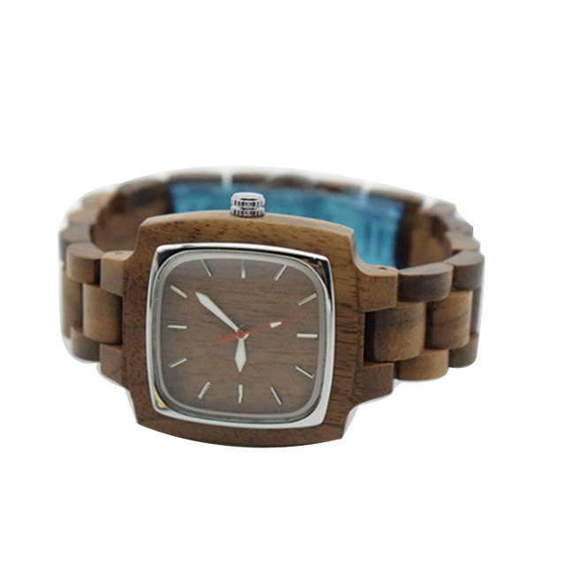 Luksusowy zegarek na rękę dla mężczyzn i kobiet 2021, drewniana bransoletka, kwadratowa tarcza, casual, sportowy - Wianko - 3