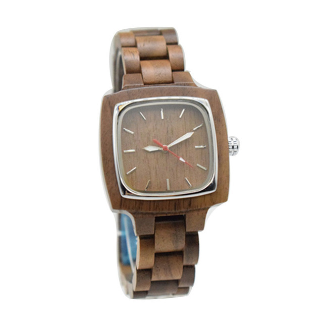 Luksusowy zegarek na rękę dla mężczyzn i kobiet 2021, drewniana bransoletka, kwadratowa tarcza, casual, sportowy - Wianko - 7