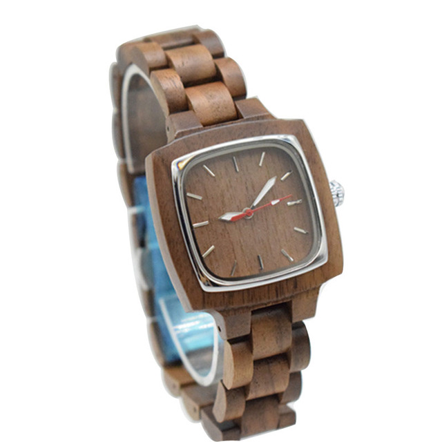 Luksusowy zegarek na rękę dla mężczyzn i kobiet 2021, drewniana bransoletka, kwadratowa tarcza, casual, sportowy - Wianko - 4