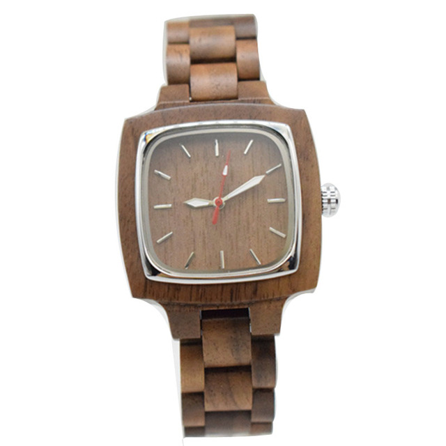 Luksusowy zegarek na rękę dla mężczyzn i kobiet 2021, drewniana bransoletka, kwadratowa tarcza, casual, sportowy - Wianko - 6