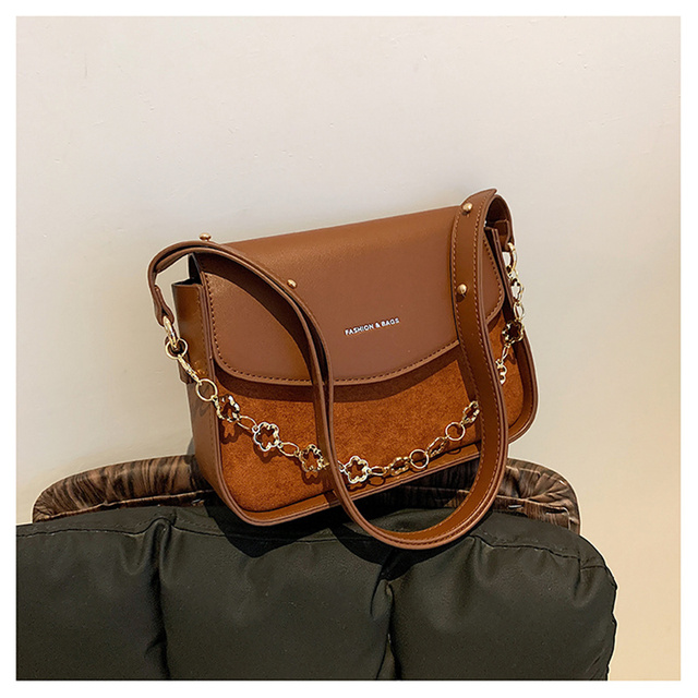 Nowa torebka damska na ramię ze skóry PU w stylu vintage z matowym wykończeniem i łańcuszkiem - Wianko - 37