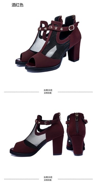 Buty damskie 2022 New - czarne pompy na wysokim obcasie, siatkowy zamek, wystający palec, casualowy styl, imprezowa platforma, ślubne sandały - Wianko - 13