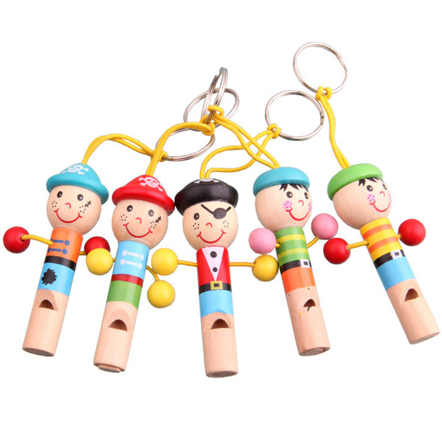 Drewniana lalkowa zabawka - Mini pirat w stylu kreskówki z edukacyjnym instrumentem muzycznym dla dzieci - małe drewniane gwizdki - Wianko - 5