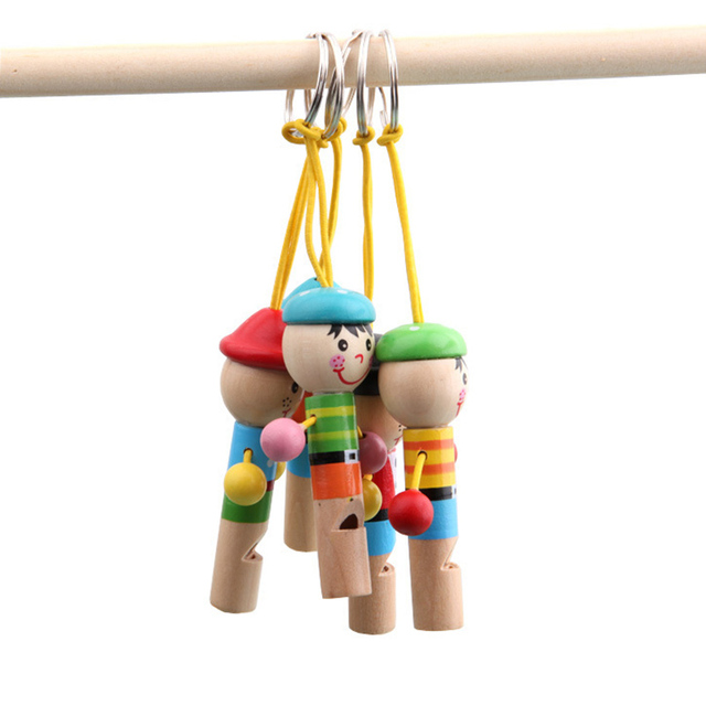 Drewniana lalkowa zabawka - Mini pirat w stylu kreskówki z edukacyjnym instrumentem muzycznym dla dzieci - małe drewniane gwizdki - Wianko - 2