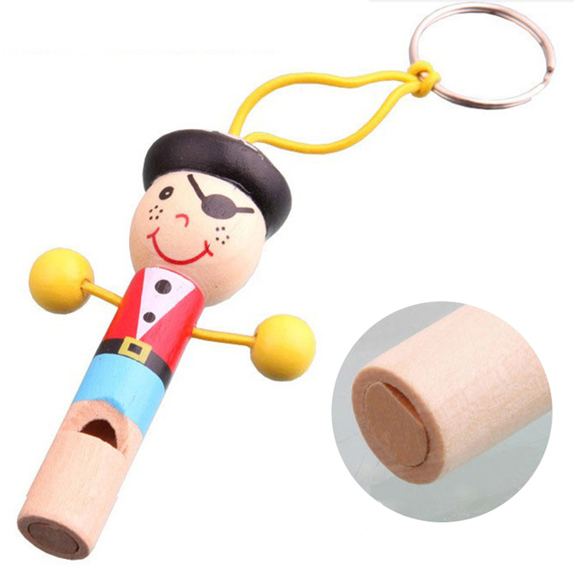 Drewniana lalkowa zabawka - Mini pirat w stylu kreskówki z edukacyjnym instrumentem muzycznym dla dzieci - małe drewniane gwizdki - Wianko - 3