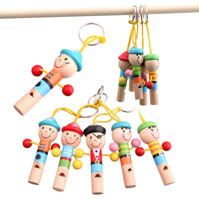 Drewniana lalkowa zabawka - Mini pirat w stylu kreskówki z edukacyjnym instrumentem muzycznym dla dzieci - małe drewniane gwizdki - Wianko - 1