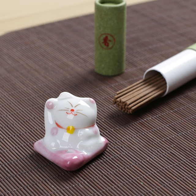 Ceramiczny palnik kadzidełka - przenośny kot na szczęście do dekoracji domu, biura, dla miłośników DIY - Wianko - 22