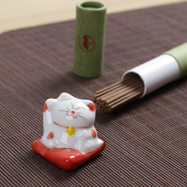 Ceramiczny palnik kadzidełka - przenośny kot na szczęście do dekoracji domu, biura, dla miłośników DIY - Wianko - 19