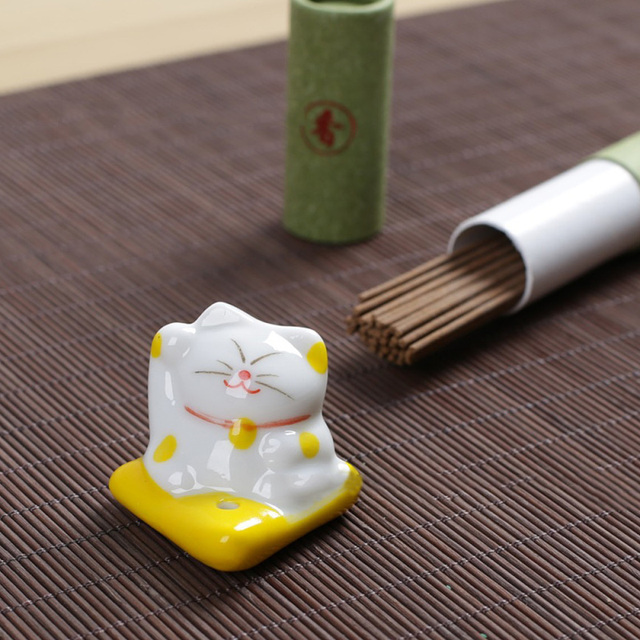 Ceramiczny palnik kadzidełka - przenośny kot na szczęście do dekoracji domu, biura, dla miłośników DIY - Wianko - 18