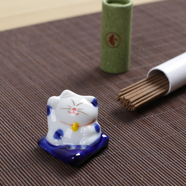 Ceramiczny palnik kadzidełka - przenośny kot na szczęście do dekoracji domu, biura, dla miłośników DIY - Wianko - 21