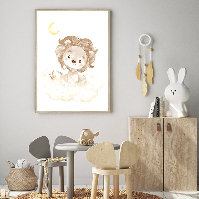 Plakat ze zwierzętami dla dzieci do przedszkola, obraz na płótnie - lew, słoń - Wianko - 7