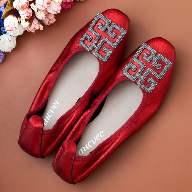 Płaskie buty damskie Slip-On na wiosnę i lato wykonane z prawdziwej skóry, z kwadratowym noskiem i ozdobnymi koralikami (Drop-shipping) - Wianko - 15