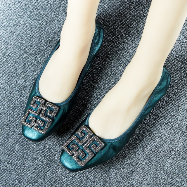 Płaskie buty damskie Slip-On na wiosnę i lato wykonane z prawdziwej skóry, z kwadratowym noskiem i ozdobnymi koralikami (Drop-shipping) - Wianko - 8