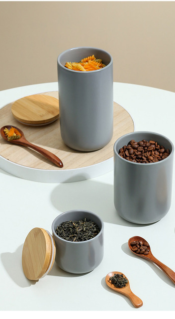 Ceramiczny słoik z pokrywką - pojemnik na herbatę, kawę, cukier, zboże (260ML, 800ML, 1000ML) - Wianko - 4