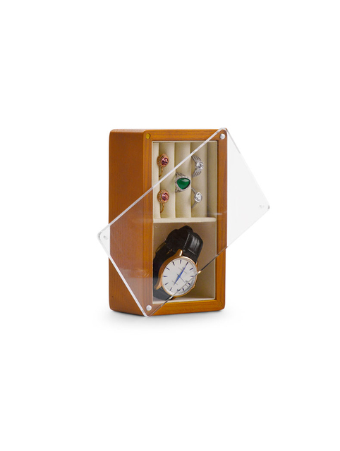 Gablota na zegarki z litego drewna, magnes, wiosna, wisiorek, schowek – organizer biżuterii - Wianko - 2
