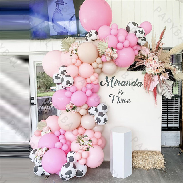 Zestaw 120 różowych lateksowych balonów w tematyce farmy - dekoracja urodzinowa i dla dzieci - Wianko - 2