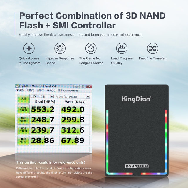 Dysk twardy SSD KingDian RGB LED Shinning SATA3 - 120GB, 240GB, 480GB, 1TB - seria gier - Wianko - 3