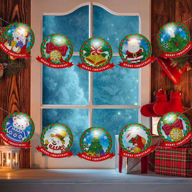 5D DIY diamentowe malowanie - LED wisiorek świąteczny dekoracja na choinkę - Wianko - 2
