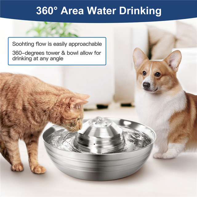 Automatyczna fontanna do picia dla psów z antypoślizgową miską ze stali nierdzewnej - łatwa w czyszczeniu i odporna na upadki - Wianko - 5