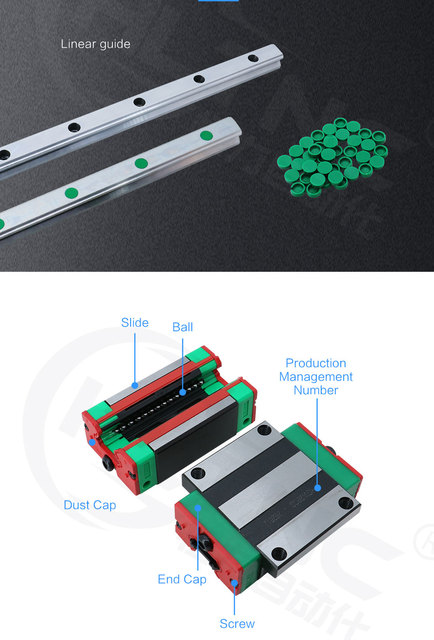 Prowadnica liniowa HIWIN HGR15 HGR20 HGR25 HGR30, 100-1150mm, 2szt., blokada wózków HGH20CA, do grawerowania CNC Router - Wianko - 22