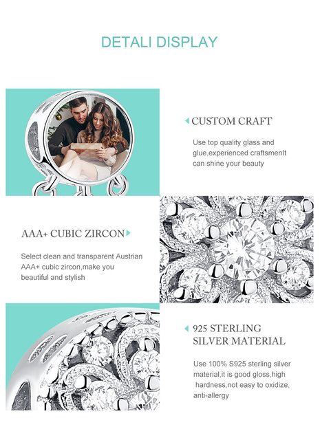 Niestandardowe koraliki okrągłe Dreamcatcher ELESHE - koraliki srebrne 925 do bransoletek dla kobiet, biżuteria DIY z personalizowanym zdjęciem - Wianko - 5