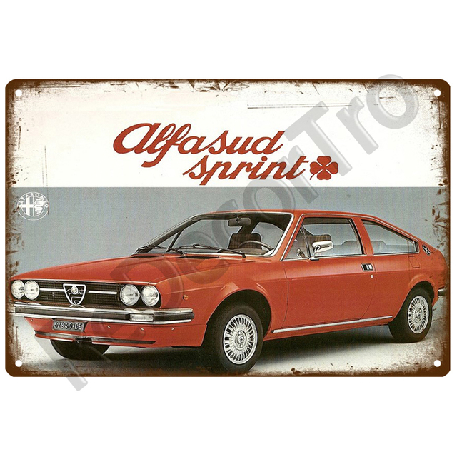 Dekoracyjny metalowy znak - Alfa Cars Retro, płyta w stylu Vintage, ozdoby ścienne, domek, pokój artystyczny - Wianko - 20