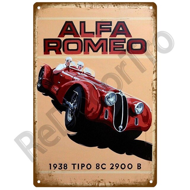 Dekoracyjny metalowy znak - Alfa Cars Retro, płyta w stylu Vintage, ozdoby ścienne, domek, pokój artystyczny - Wianko - 13