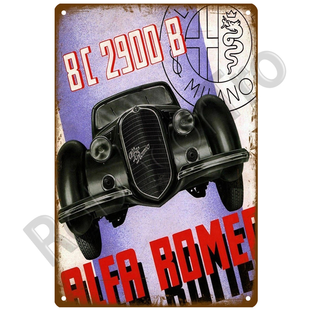 Dekoracyjny metalowy znak - Alfa Cars Retro, płyta w stylu Vintage, ozdoby ścienne, domek, pokój artystyczny - Wianko - 18