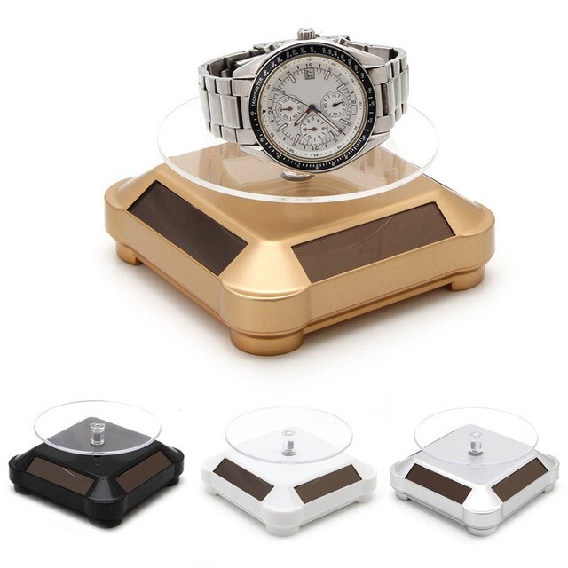 Stojak wystawowy 360 obracany stół do telefonu zegarka i biżuterii zasilany energią słoneczną - Wianko - 1