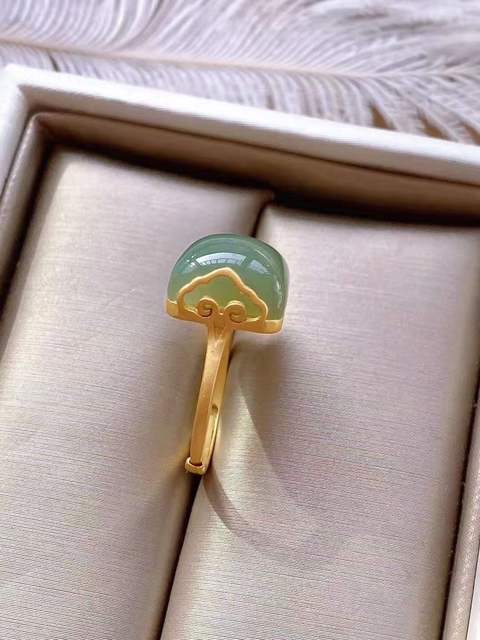Obrączka ślubna - Opalowy kamień księżycowy palec serdeczny zielono-biały - Wianko - 6