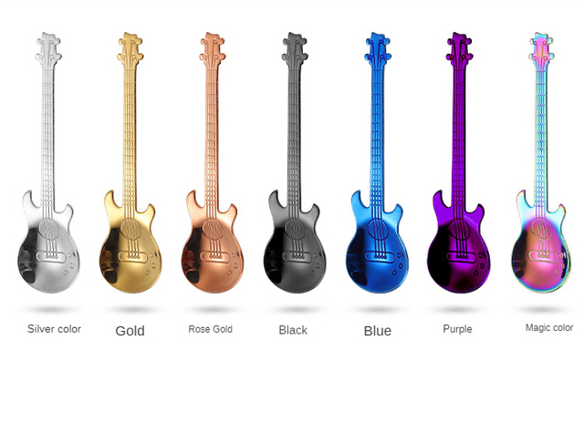 Gitara ze stali nierdzewnej w kształcie łyżeczki do kawy 7-kolorowa łyżeczka do lodów i mieszania Bar - Wianko - 6