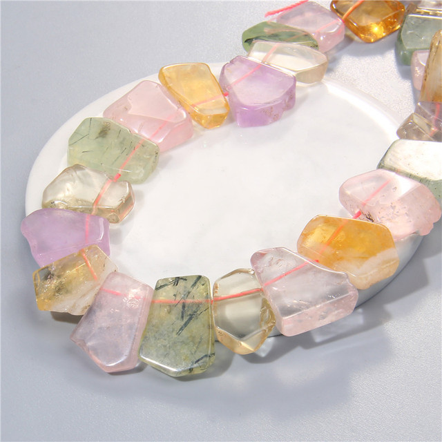 Koraliki naturalnego kamienia mineralnego: różowy kwarc, tygrysie oko, ametysty, agaty - do tworzenia biżuterii DIY - naszyjnik, bransoletka - Wianko - 17