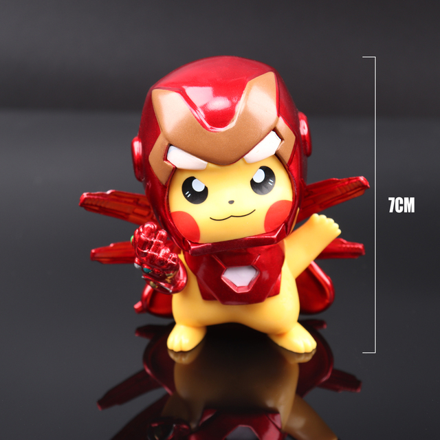 Figurka Pikachu Iron Man z anime Pokemon Tomy - Oryginalny model zabawki kolekcjonerskiej Cospla - Prezent urodzinowy - Wianko - 1