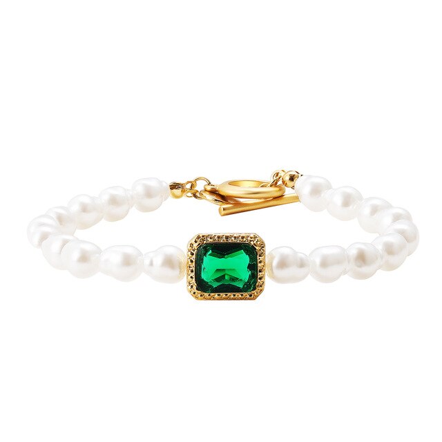 Nowa perła bransoletka Delysia King 2021 – kreatywny, retro styl, podkreślający temperament, zielone inkrustowane klejnoty - Wianko - 5