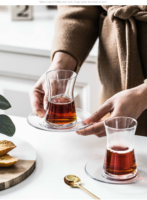 Zestaw filiżanek i spodków do kawy i herbaty: czarna herbata z Turcji, kubek termiczny, szklanka espresso i marokański design - Wianko - 8