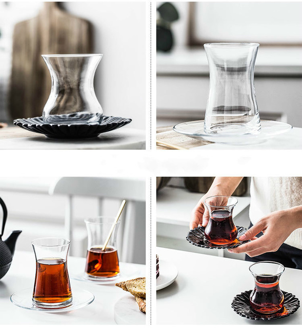 Zestaw filiżanek i spodków do kawy i herbaty: czarna herbata z Turcji, kubek termiczny, szklanka espresso i marokański design - Wianko - 9