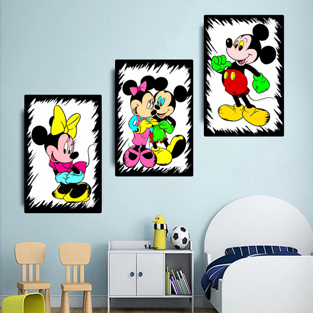 Malarstwo na płótnie Mickey Mouse - plakat romantyczny street art Disney Anime - dekoracja ściany reklamowa - Wianko - 4