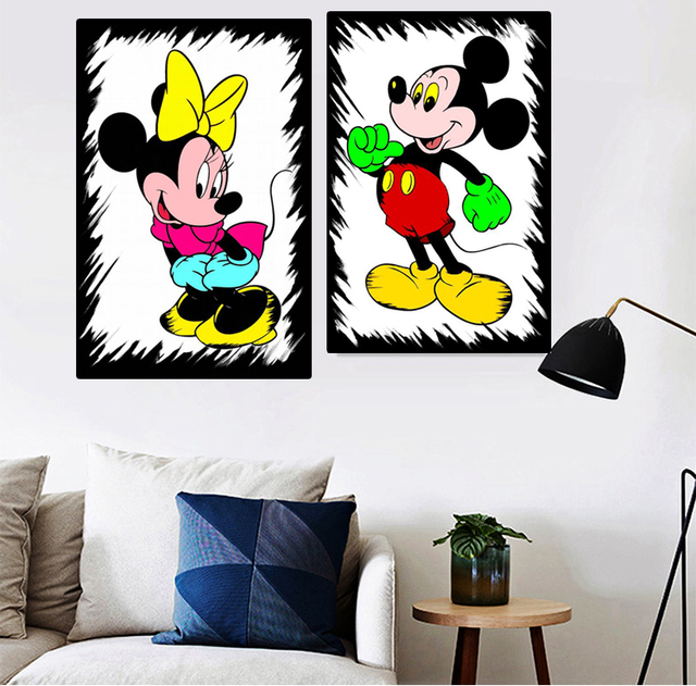 Malarstwo na płótnie Mickey Mouse - plakat romantyczny street art Disney Anime - dekoracja ściany reklamowa - Wianko - 5