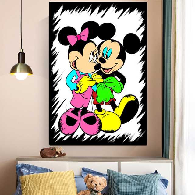 Malarstwo na płótnie Mickey Mouse - plakat romantyczny street art Disney Anime - dekoracja ściany reklamowa - Wianko - 7