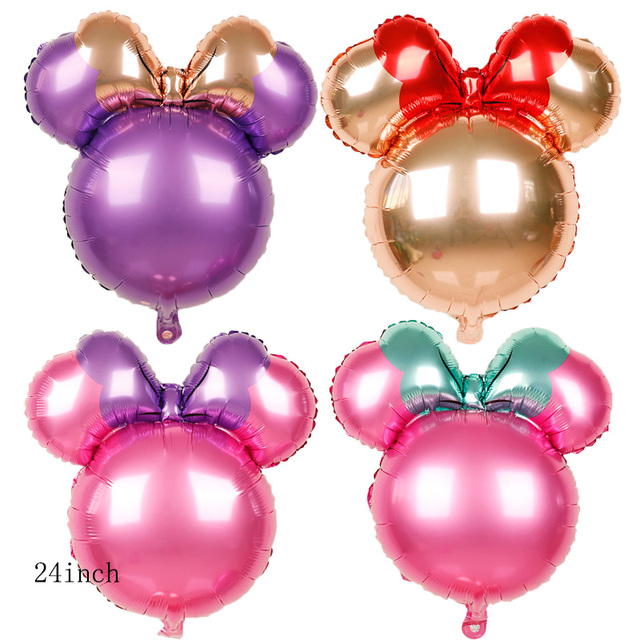 24 calowa głowa myszki Mickey z balonów foliowych - dekoracje na imprezę urodzinową, baby shower, Disney, kreskówka Minnie - Wianko - 2