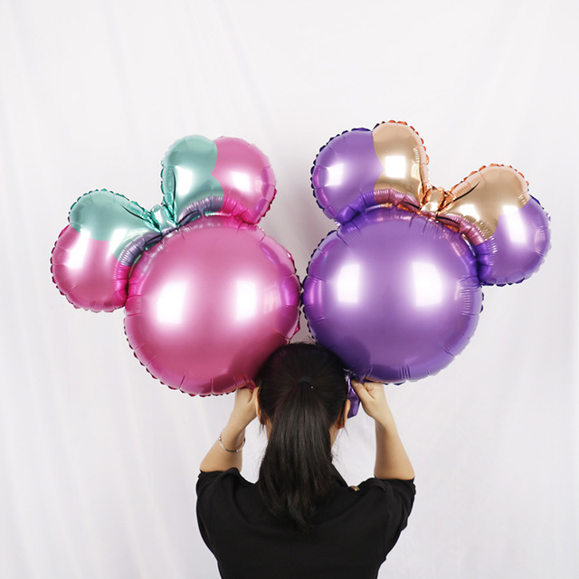 24 calowa głowa myszki Mickey z balonów foliowych - dekoracje na imprezę urodzinową, baby shower, Disney, kreskówka Minnie - Wianko - 3