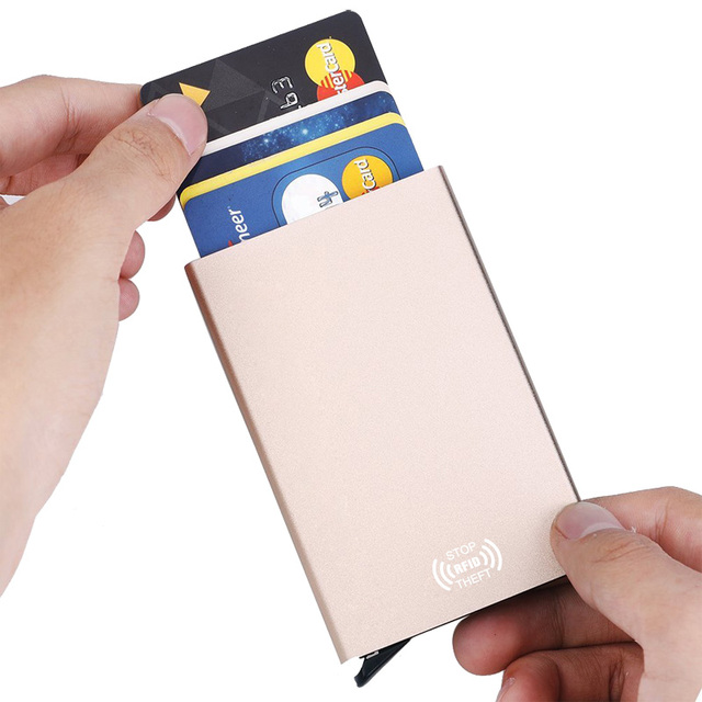 Luksusowe etui na dowód osobisty i karty kredytowe RFID Unisex – solidne, metalowe i automatyczne, aluminiowa obudowa portfela dla kobiet i mężczyzn - Wianko - 12