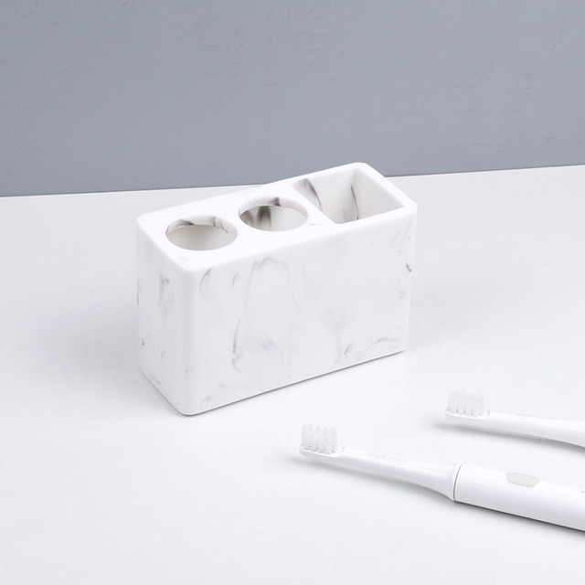 Luksusowy biały uchwyt na szczoteczki do zębów z żywicznymi marmurkowymi siatkami JINSERTA - Wianko - 11