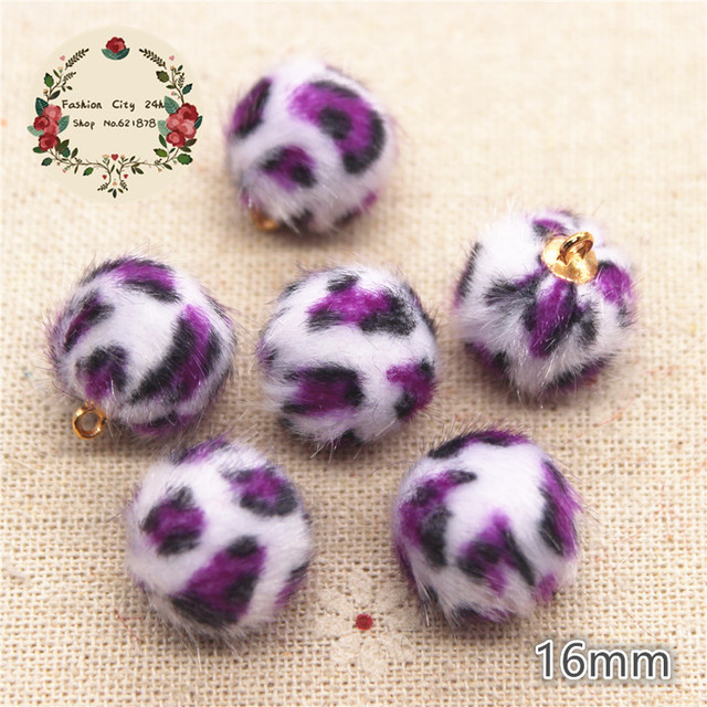 20 sztuk owłosionych Leopard tkaniny (mix kolorów), pokrytych koralikami o średnicy 16mm, wisiorek do biżuterii DIY - Wianko - 11